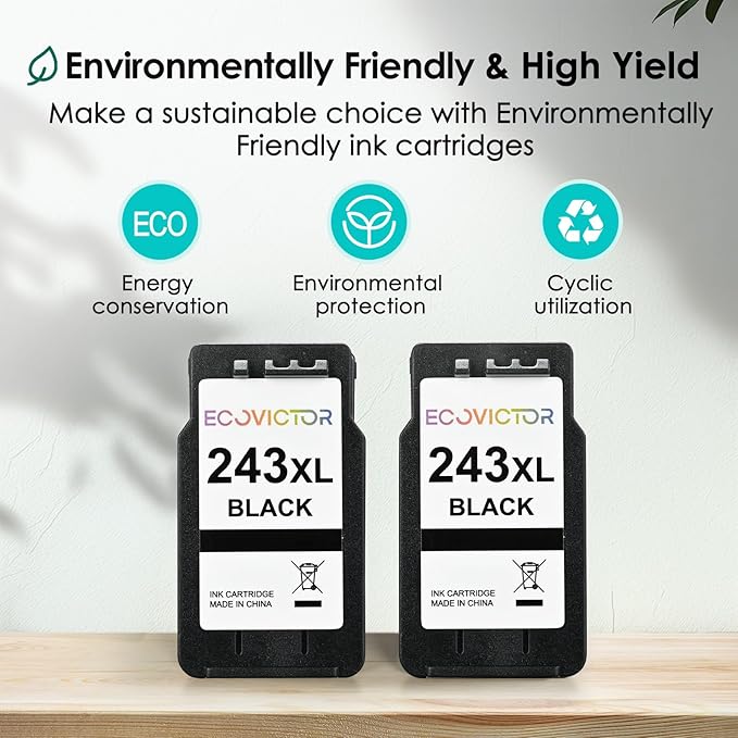 243XL Black Compatible Ink Cartridge Replacement for Canon 243 243XL PG-243 PG 243 XL Black Ink Cartridges for TR4520 TR4522 MG2522 MX490 MX492 TS3320 TS3120 TS202 MG2922 Printer (2-Pack)