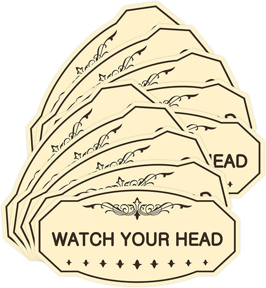 Signs ByLITA Victorian Watch Your Head Sign (Ivory/Dark Brown) - Large 10 Pack