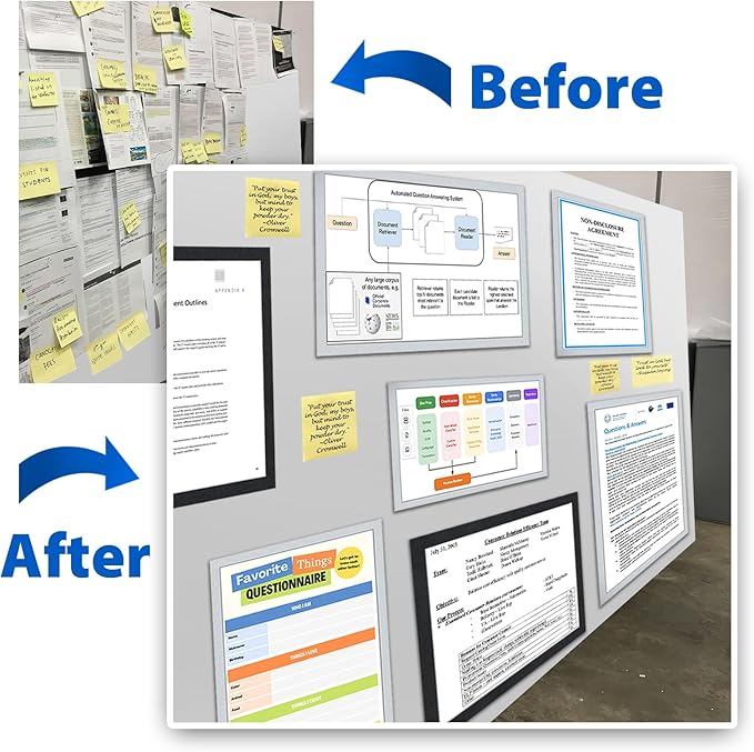 10Packs Magnetic Sign Holder 8.5 x 11, Self Adhesive Display Picture Frame with Magnetic Frame and Clear PVC for Office Store Home Door Window Refrige Magnetic Paper Holder, Silver