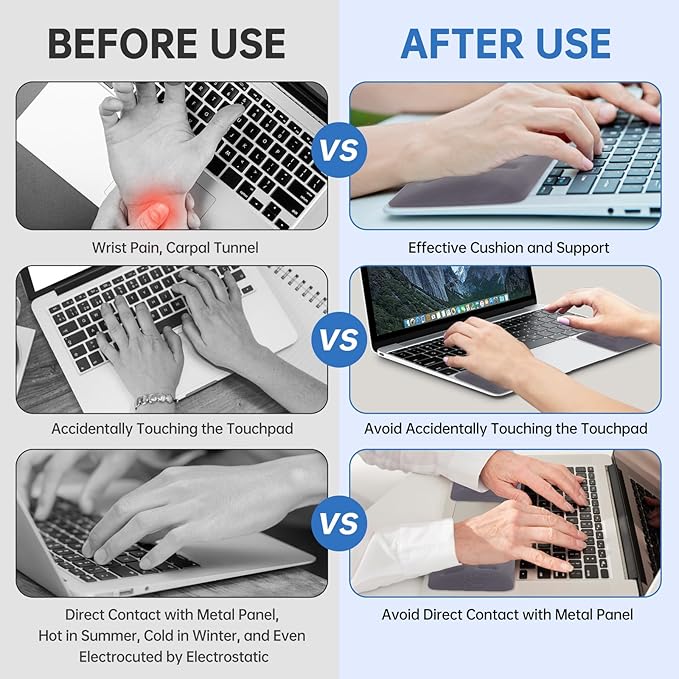 Upgraded Wrist Rest for Laptop, Ergonomic Memory Foam Laptop Wrist Pads for Computer Keyboard, Wrist Support Cushion for Typing (Gray)