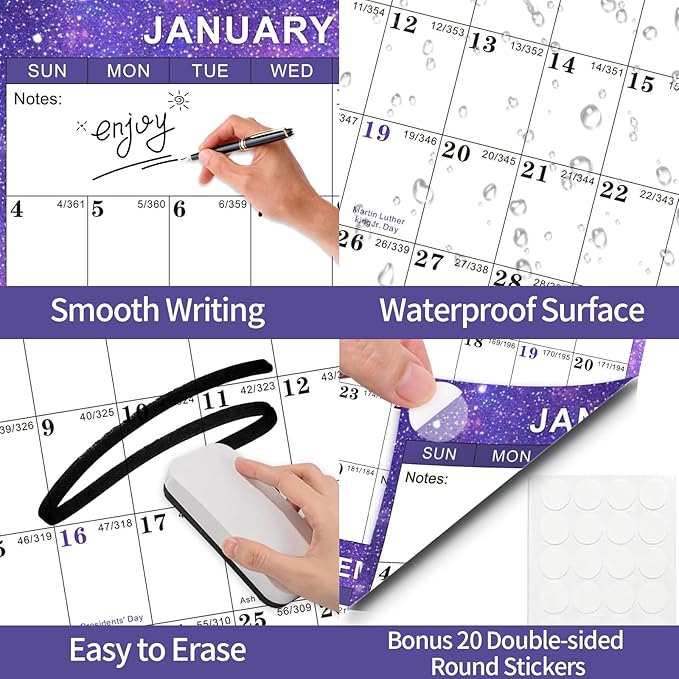 2026 Wall Calendar 24" x 36" Dry Erase Calendar for Wall from January 2026 to December 2026 12 Month Annual Large Yearly Wall Planner for Office School(Purple)