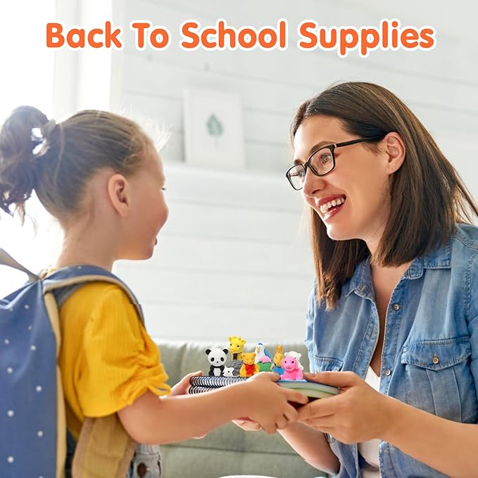 90 Pack Animal Pencil Erasers for Kids, 3D Mini Puzzle Take Apart Erasers, Desk Pets & Treasure Box Toys, Bulk Party Favors, Classroom Prizes, School Supplies, Gift for Boys & Girls