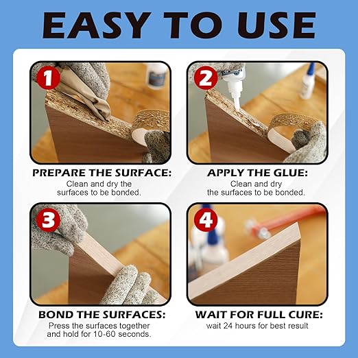Professional Grade Cyanoacrylate Super Glue, Ultra Thick Viscosity CA Glue for Woodworking, 1 oz. (28.3 Grams) - Instant Adhesive for Woodworking, Gap Filling, Heavy Duty Wood Bonding