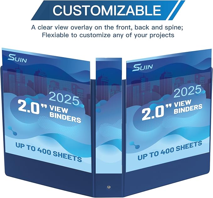 2-inch 3 Ring Binder with 2 Pockets, 2'' View Binders Holds US Letter Size 8.5'' x 11'' Paper - Versatile Binders for Office, Home, and School Use, 6 Pack (White) (2-inch Bright Colors)