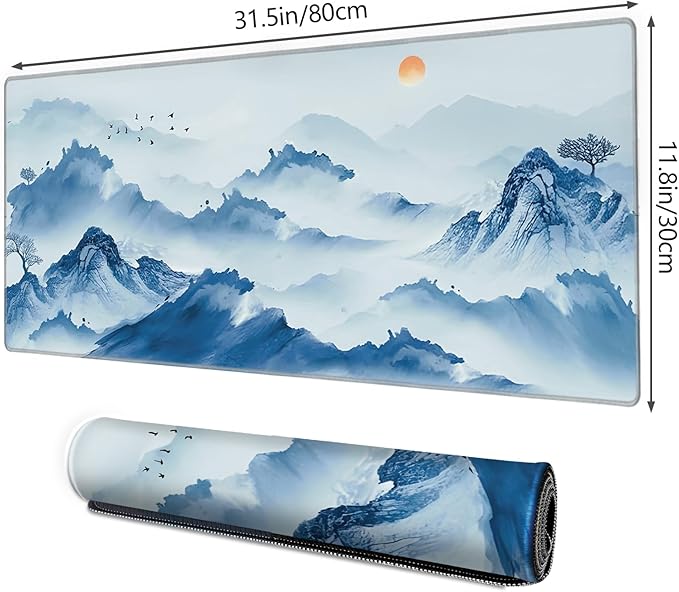 Galdas Gaming Mouse Pad XXL XL Large Long Extended Big Mousepad Non-Slip Rubber Keyboard Mouse Pad with Stitched Edges for Laptop Home Office (31.5x11.8x0.08 Inch)-Landscape