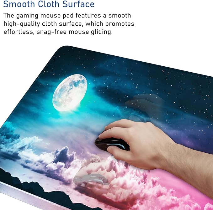 Large Mouse Pad, Gaming Mousepad, 31.5x15.7x0.12 in Extended Mouse Mat Non-Slip Spill-Resistant Desk Pad with Special-Textured Surface, Anti-Fray Stitched Edges for Esports Pros/Office/Home