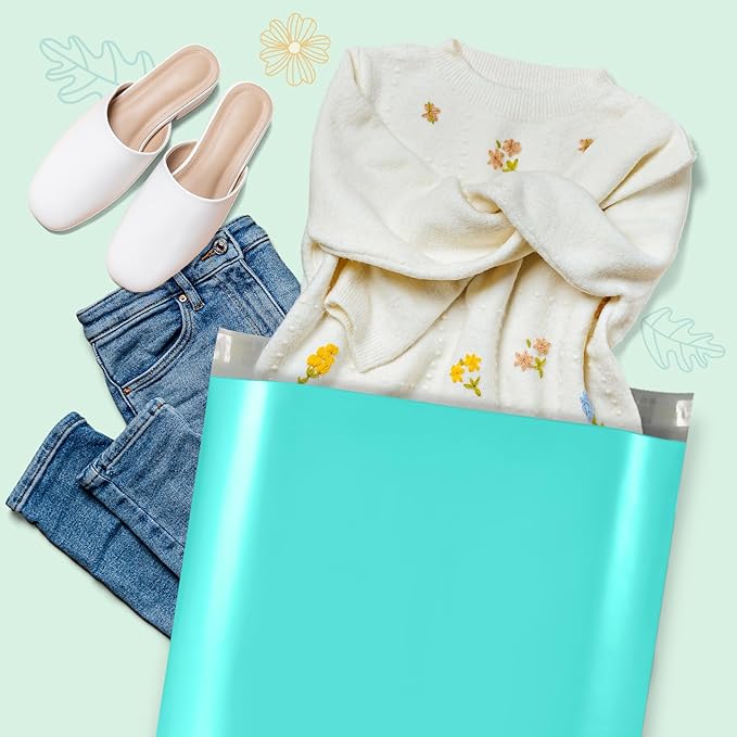 Fuxury 19x24 Inch 100 Pack Large Poly Mailers Shipping Envelopes Bags Teal,Self Adhesive Mailers Poly Shipping Bags for Small Clothing Business,Waterproof and Flexible polymailers,Keep Items Protected