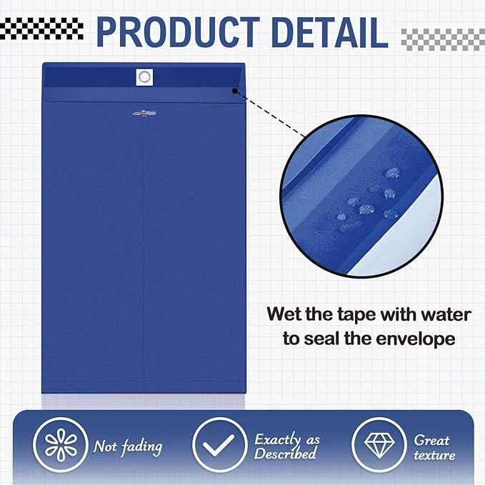 Geyee 50 Pcs 12 x 16 Inch Navy Blue Manilla Clasp Envelopes Letter Size Mailing Envelopes with Clasp Closure for Filing Storing Documents Office Home Business School