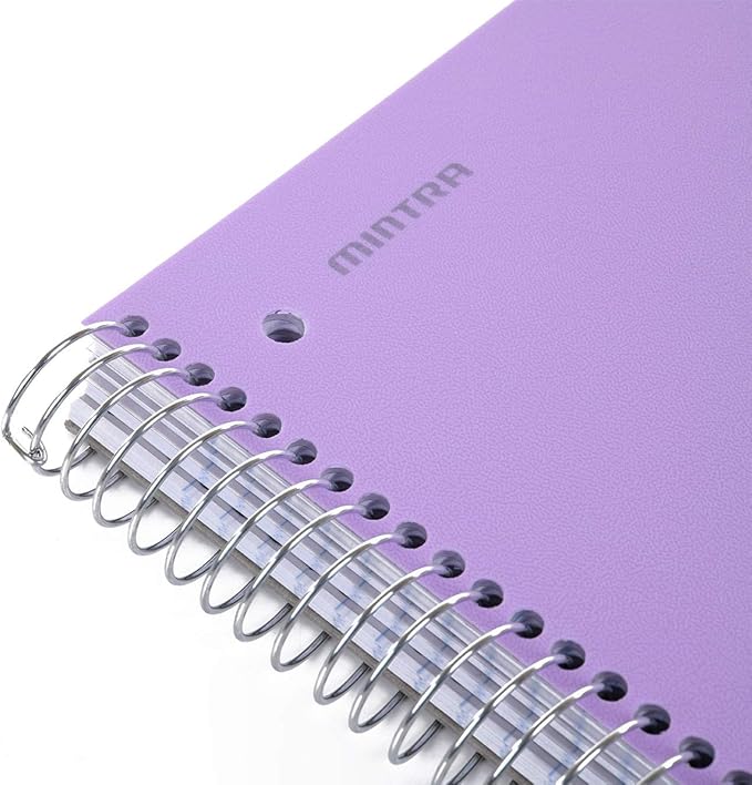 Mintra Office Durable Spiral Notebooks, 5 Subject (Lavender, College Ruled 1pk)