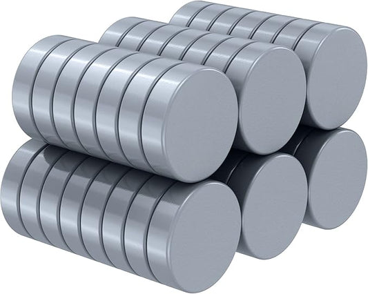 SMARTAKE 45 Pcs Refrigerator Magnets, Small Round Fridge Magnets, Multi-Use Premium Neodymium Office Magnets for Fridge, Whiteboard, Billboard in Home, Kitchen, Office and School (Grey)