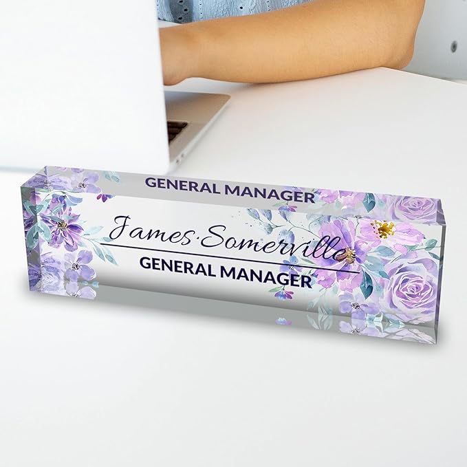 Desk Name Plate Personalized, Custom Name Plate for Desk, Acrylic Desktop Accessories, Office Gift & Decor for Women Men, Teacher Nurse Boss Employee Appreciation Gifts