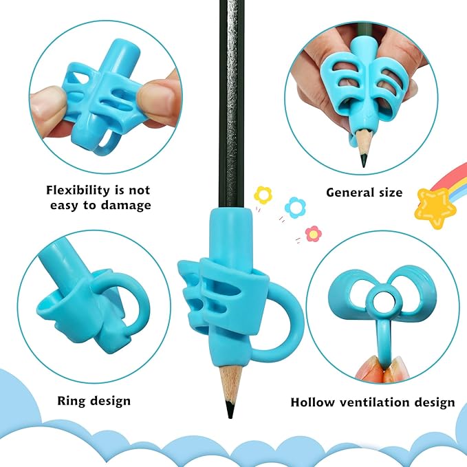 20 Pcs Pencil Grips for Kids Handwriting Pencil Holders Grippers Writing Posture Correction Tools for Toddlers, Special Needs Silicone Pencil Supplies for Kindergarten Preschoolers