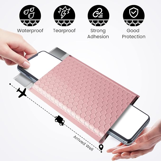Fuxury Small Bubble Mailers 4x8" 800 Pack Light Pink Bubble Mailer Usable Size 4x7" Self Seal Padded Envelopes Mother's Day Gifts Mailing Envelopes Bubble Padded for Shipping