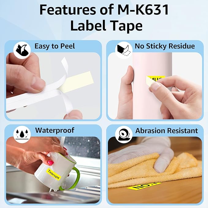 Compatible for Brother P-Touch M Tape M-K631 MK631 M631 MK-631 Black on Yellow Label Tape 0.47" (12mm) x 26.2ft for PT-90 PT-M95 PT-70 PT-70BM PT-85 PT-80 PT-45 PT-65 Label Makers, 3 Pack