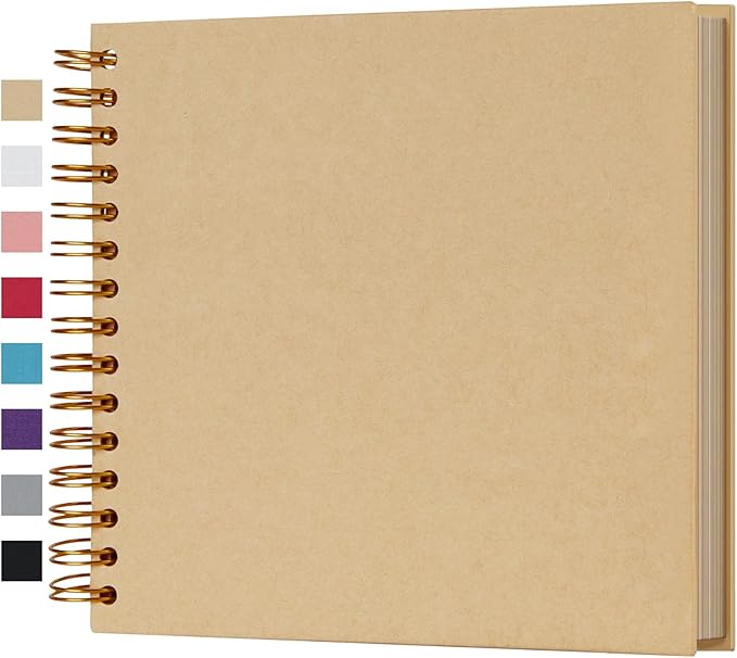 potricher 8 x 8 Inch DIY Scrapbook Photo Album 80 Pages Thick Kraft Blank Yellow Paper Memory Book for Wedding and Anniversary Family (Yellow, 8 Inch)