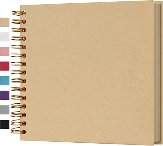 potricher 8 x 8 Inch DIY Scrapbook Photo Album 80 Pages Thick Kraft Blank Yellow Paper Memory Book for Wedding and Anniversary Family (Yellow, 8 Inch)