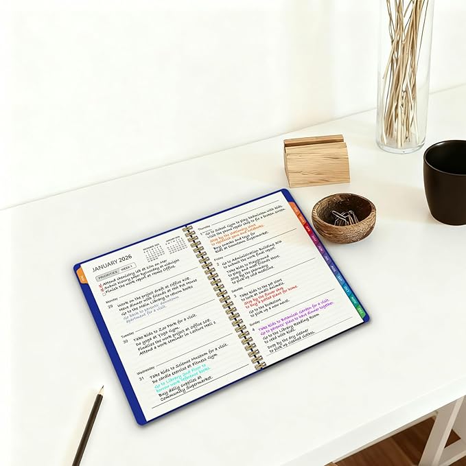 2026 Planner Weekly and Monthly, 2026 Academic Year (January 2026 - December 2026) Calendar wirh Tabs, Agenda Book for School Student, Teachers, Office Supplies,Home, 6" x 8.5" (Black JAN2026-DEC2026)