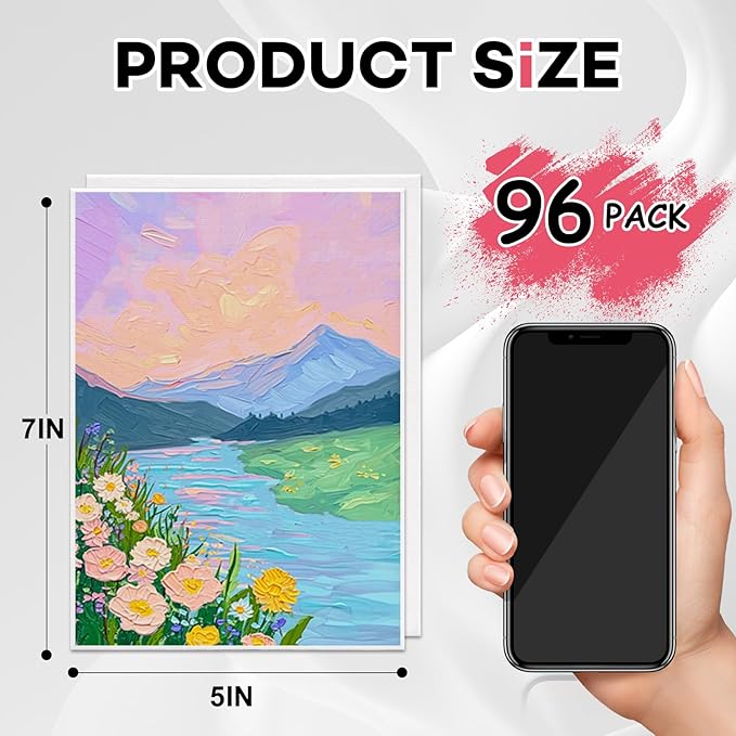 ESRICH Small Canvases for Painting 5x7IN, 96 Pack Small Canvas Boards Painting Canvas Primed Acid-Free Blank Canvas Panels for Oil Paint, Watercolor, Acrylic Paint, Gouache &Tempera.