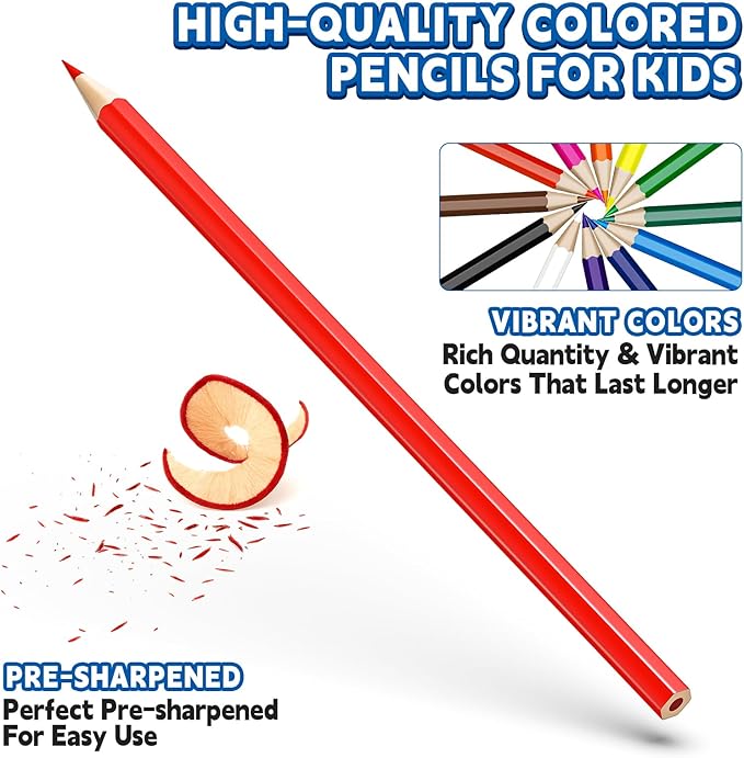OCHIDO 432 Count Colored Pencils Bulk, Pre-sharpened Colored Pencils for Kids in 12 Bright Colors, Color Pencil Set with 12 Sharpeners, Back to School Supplies Classroom Essentials for Teachers