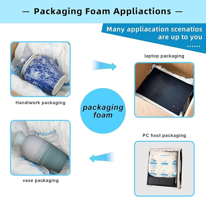8 pcs 14''*16'' Expanding Foam Packing For Shipping PC & Valuables & Fragile Moving Supplies For Irregular-Shaped Items Shockproof Bubble wrap for moving Applied For Industrial Private Dual Use