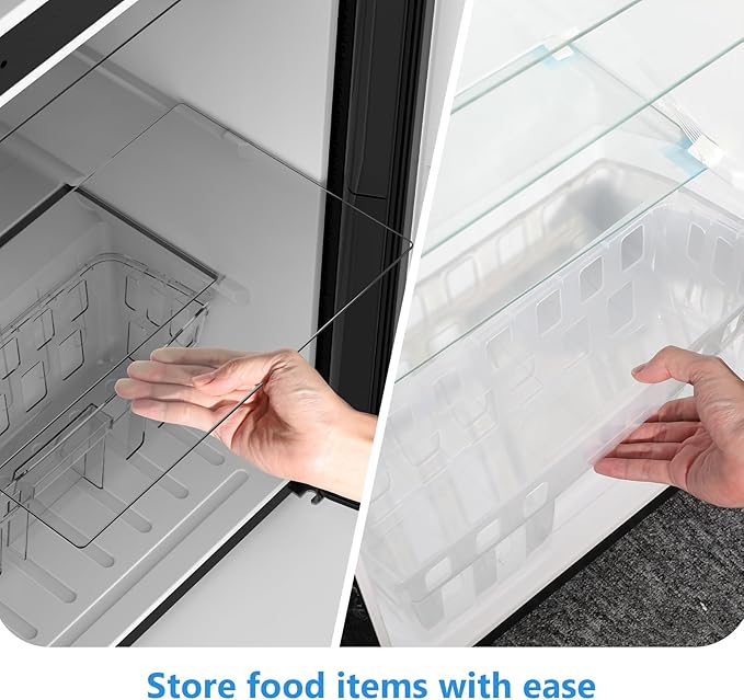 4.5 Cu.Ft Mini Fridge with Freezer, 2 Door Compact Refrigerator, Small Fridge with Adjustable Thermostat Energy Ultra Quiet, Mini Fridge Removable Glass Shelves for Bedroom Office Dorm Black