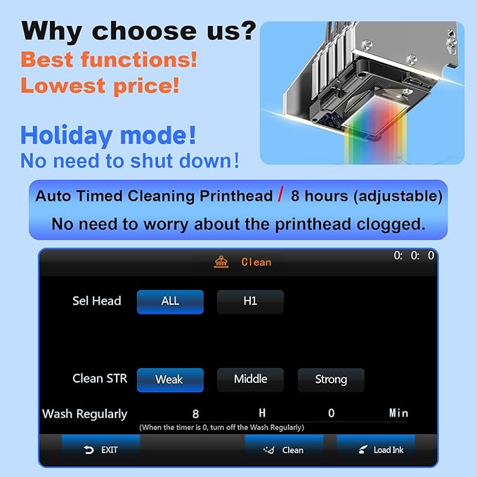 MZK A3 Plus DTF Printer XP600 Doubled-Speed,13+" DTF Film,Built-in Holiday Automatic Timed Cleaning Printhead,LED Multi-Function Fouch Screen,Film Cutter,White Ink Circulation,Gift Ink 2 Year