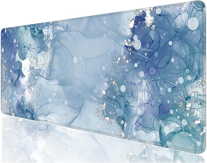 Desk Mat, 32" x 12" XXL Extended Large Gaming Mouse Pad, Desktop Decor Desk Pad, Cute Men Women Office Supplies and Accessories, XL Mouse Mat for Laptop & Keyboard, Blue Ink Painting