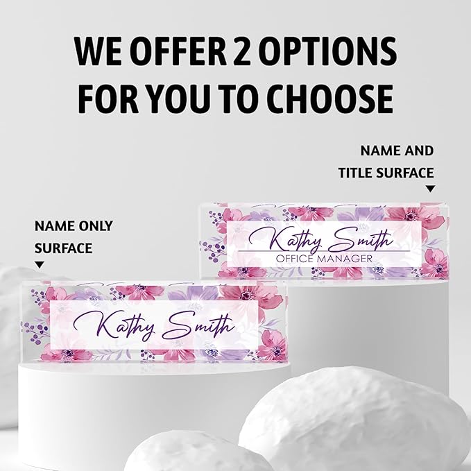 Personalized Name Plate for Desk, Custom Desk Name Plate, Acrylic Name Plate Office Desk Accessories, Personalized Office Gifts for Coworkers Teachers, Employee Appreciation Gifts (A-WaterColor4)