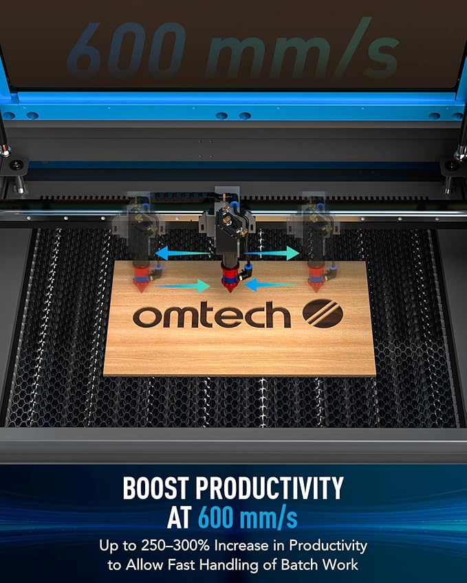 OMTech 90W CO2 Laser Engraver with LightBurn & Water Chiller, 20"x28" Laser Engraving Cutting Machine with Autofocus Autolift 4 Way Pass Air Assist, Commercial Laser Cutter for Wood Glass Acrylic More