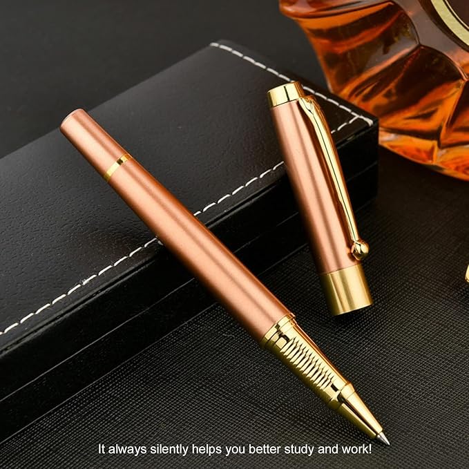 YIVONKA Ballpoint Pen Black Refill,Luxury Ballpoint Line width 0.5mm,Best Ball Pen Gift Set for Men & Women Professional Executive,Office,Nice BallPens Classy Gift Box (Rose Gold)