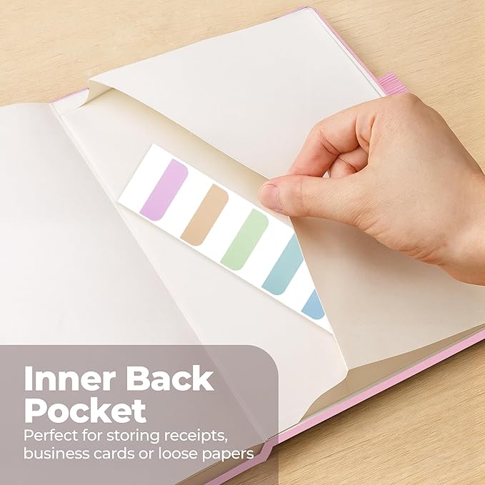 Lined Leather Bound Journal Notebook, A5 Hardcover - Pink 5.8x8.3" - Thick 300 Pages College Ruled Paper Journals for Men and Women - Personal and Professional Note Book for Writing & Journaling