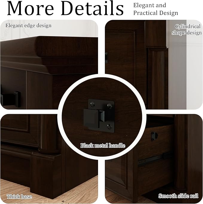 blini 2 Drawer File Cabinet Farmhouse Lateral File Cabinet with Hanging File Folders，Fits Letter/Legal/A4 Sizes, 36.8" Large Wood File Storage Cabinets Printer Stand for Home Office