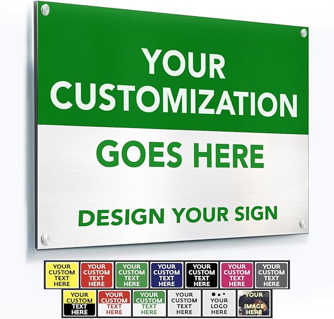 Custom Outdoor Metal Signs, Personalized Aluminum Signs, Customized Safety Signs, Metal Business Signs, Waterproof Outdoor Business Signs, White Aluminum (Green & White, 18x12 In)