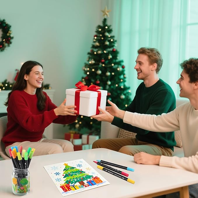 Tongfushop 72 Colors Acrylic Paint Markers, Dual Fine & Brush Tip Paint Pens, No Bleed for DIY Crafts, Rock Painting, Canvas, Wood, Glass, Ceramic, Art Supplies Kit with Case for Artists, Adults, Kids