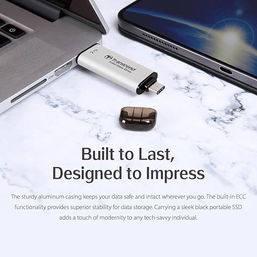 Transcend 1TB External SSD, Up to 1,050MB/s, USB 3.2 Gen 2 Portable SSD, 2-in-1 Type C &Type A, USB Hard Drive for Steam Deck, ROG Ally, MSI Claw, Windows&Mac, iPhone&iPad, Android, PS5&Xbox, Smart TV