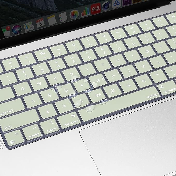 MOSISO Keyboard Cover Skin Compatible with MacBook Air 15 inch M3 A3114 M2 A2941/Air 13.6 A3113 A2681/Pro 14/16 M4 M3 M2 M1, Sage Green