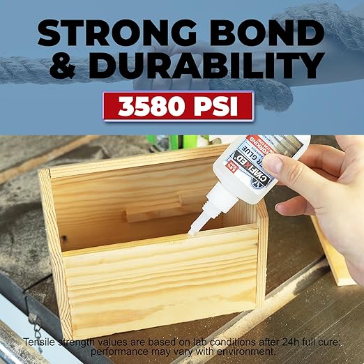 Wood Super Glue 113.6g 4oz, Clear Instant Medium Cyanoacrylate Adhesive Liquid for Woodworking Wooden Crafts Furniture Repairs, All Purpose Strong CA Glue for Metal Glass Plastic Ceramic Leather