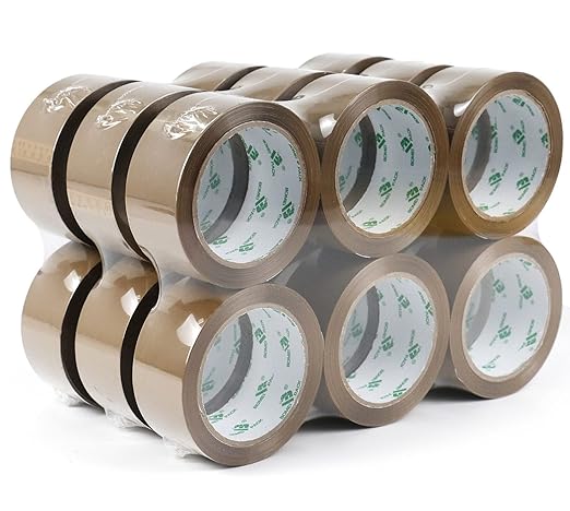 BOMEI PACK 18Rolls Brown Packing Tape, Brown Packaging Tape for Shipping, Moving and Storage, 2.4Mil 1.88 Inch x 60 Yard