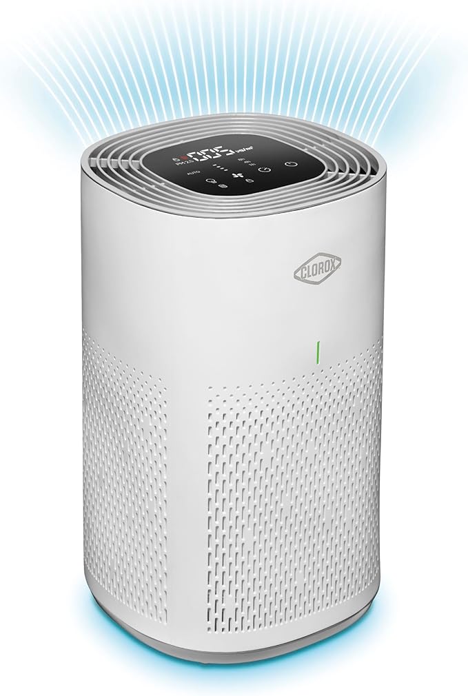 Clorox HEPA Air Purifiers for Home, True HEPA Filter, Medium Rooms Up to 1,000 Sq Ft, Removes 99.9% of Mold, Viruses, Wildfire Smoke, Allergens, Pet Allergies, Dust, AUTO Mode, Whisper Quiet