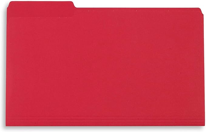 Blue Summit Supplies Red Legal File Folders, 1/3 Cut Tab, Legal Size, Great for Organizing and Easy File Storage, 100 Per Box