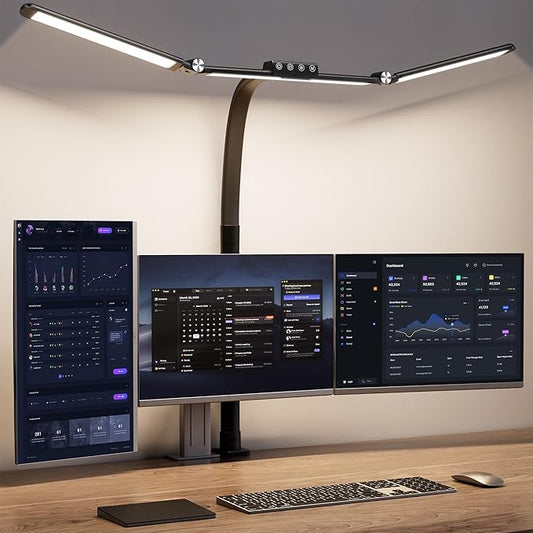Large Desk Lamps for Home Office, 39.3" Architect Desk Lamp with Clamp, 24W Ultra Bright LED Desk Light Stepless Dimming Eye-Caring Office Desk Lamp for Study Work