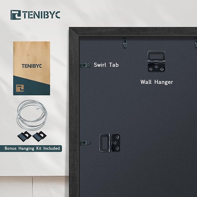 16x24 Poster Frame 4 Pack - Black Solid Wood Picture Photo Frame - Woodgrain Series - Room, Office, Gallery, Studio Display - Wall Hanging