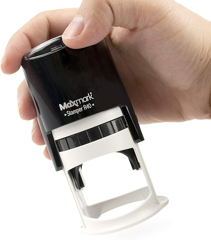 Round Notary Stamp for State of Wisconsin- Self Inking Stamp - Top Brand Unit with Bottom Locking Cover for Longer Lasting Stamp - 5 Year Warranty