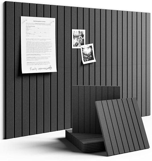 Large Felt Bulletin Board 36" x 24" Cork Board Alternative-6 Pack with 40 Safe Removable Adhesive Tabs, Cork Boards for Walls Cork Board for Home Office Classroom Pin Board (Charcoal Gray)