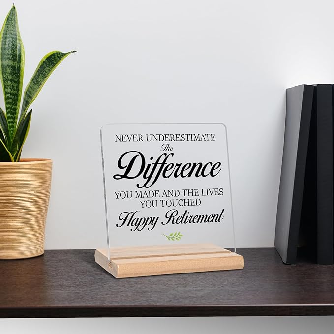 Retirement Gifts for Coworker, Difference Maker Definition Acrylic Plaque Sign, New Job Going Away Farewell Coworker Leaving Gifts, Thank you gift for Boss Leader Colleague Friends Principal Teacher