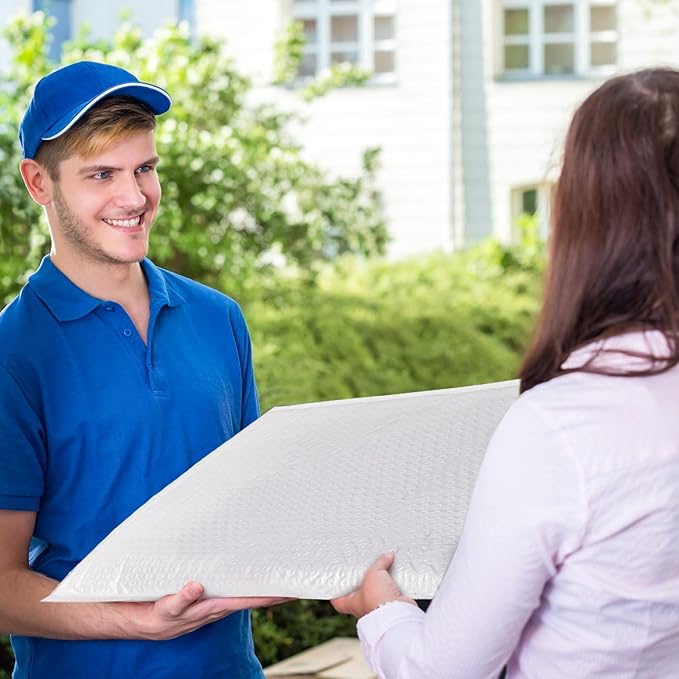 Thenshop 10 Pcs Extra Large Bubble Mailers 31.5 x 23.6 Inch Resealable Padded Envelopes Waterproof Shipping Packages Opaque Poly Packaging Envelope Mailers Cushioned Bags for Mailing Packaging, White