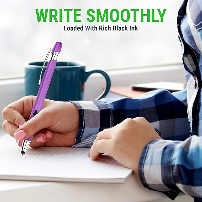 Personalized with Your Custom Logo or Text Pens-300 Pack Bulk-for Businesses, Parties, and Events, 2 in 1 Capacitive Stylus & Ballpoint Pen Compatible with Most Touchscreen Devices, Pearl White