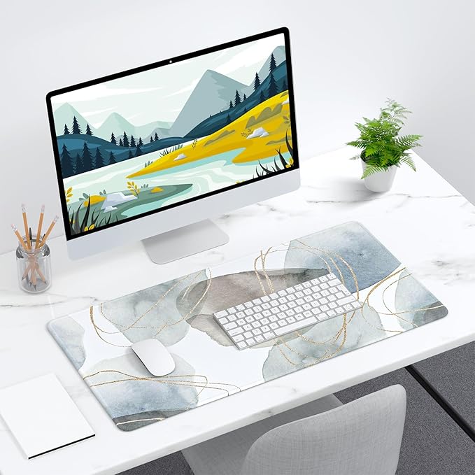 Desk Mat, 32" x 16" XXL Extended Large Gaming Mouse Pad, Desktop Decor Desk Pad, Cute Men Women Office Supplies and Accessories, XL Mouse Mat for Laptop & Keyboard, Minimalism Abstract Art