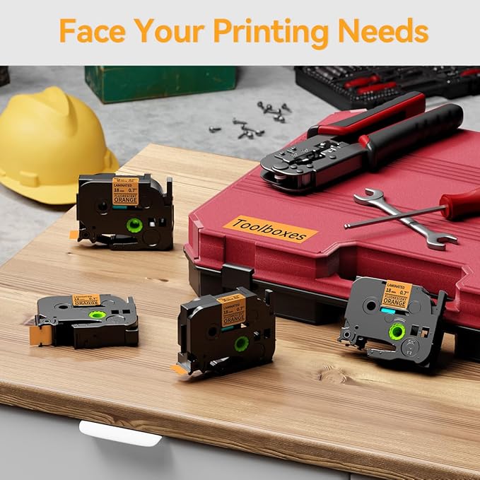 18mm Label Tape Orange Replace for Brother TZe-B41 3/4" (0.7") TZe TZ Tape Laminated 18mm Compatible with Brother P Touch PTD400 PTD410 PTD600 PT2730, TZeB41 Black on Fluorescent Orange