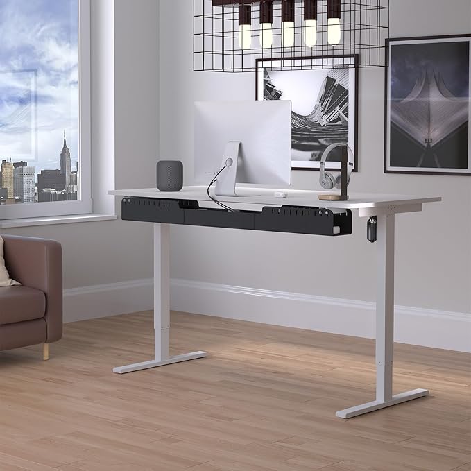 Cable Management for Under Desk,47.2" Standing Desk Cord Management Tray,Upgraded Thickened Felt Cord Organizer Tray for Office, Home, Self-Adhesive Or Bracket Mount Cable Holder,Black